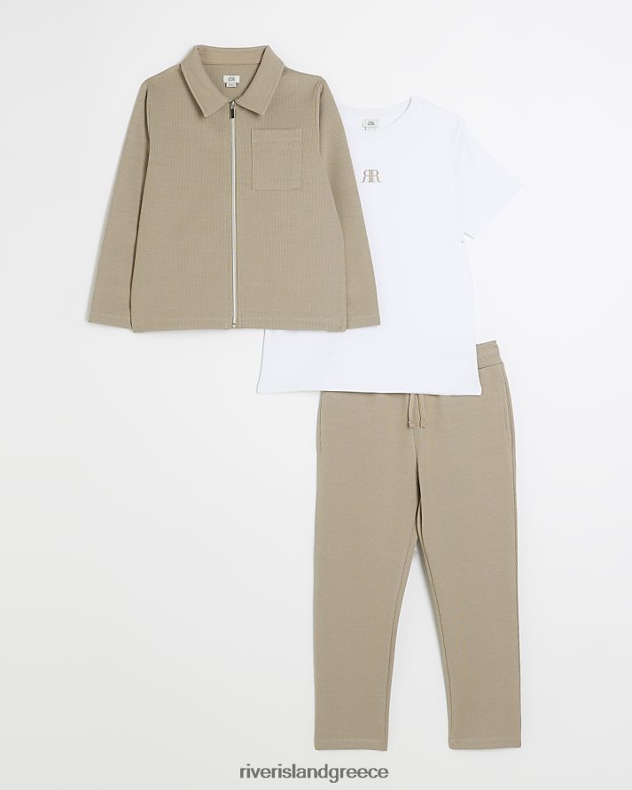 River Island ενδύματα πέτρα αγόρια Σετ μπουφάν Harrington με φερμουάρ B6N8X3647