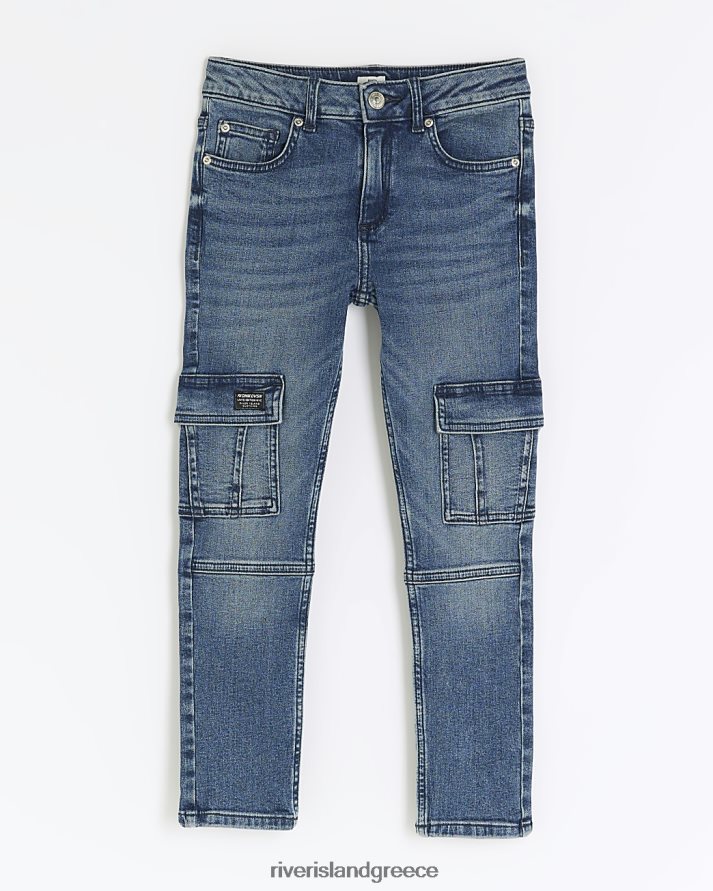 River Island ενδύματα μπλε αγόρια β πλυμένα skinny cargo τζιν B6N8X6774