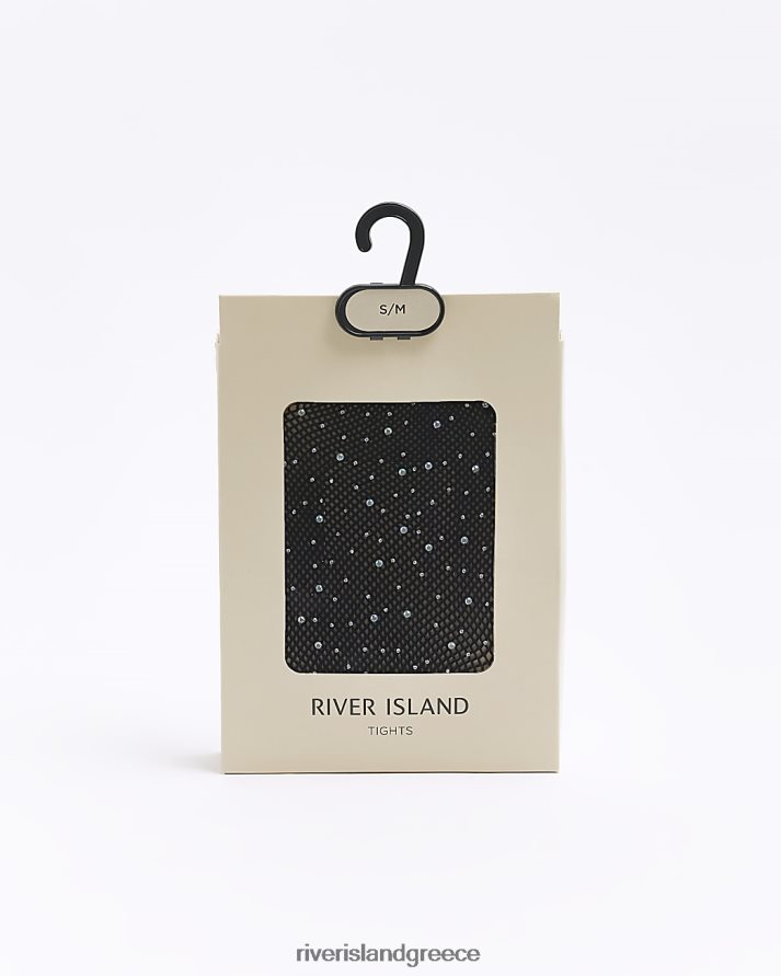 River Island αξεσουάρ μαύρος γυναίκες διχτυωτό καλσόν diamante B6N8X876