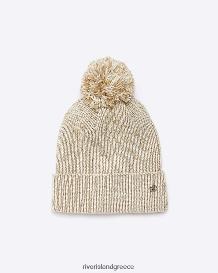 River Island αξεσουάρ μπεζ γυναίκες πλεκτό πομ πομ μπανί B6N8X4226