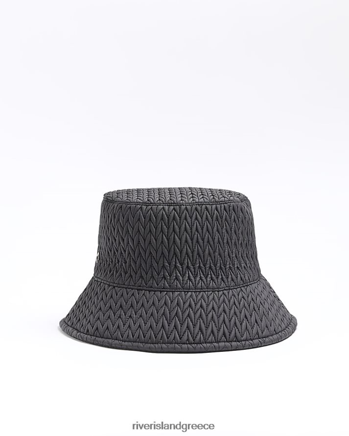 River Island αξεσουάρ μαύρος γυναίκες καπιτονέ κουβά καπέλο B6N8X4458