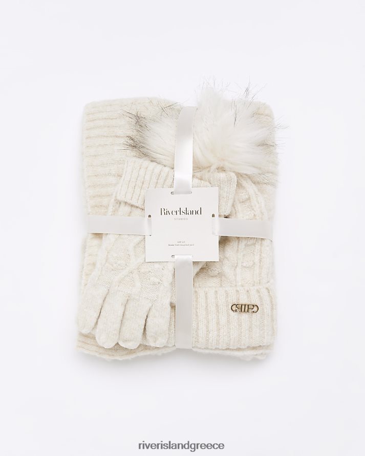 River Island αξεσουάρ μπεζ γυναίκες Σετ δώρου πλεκτό καπέλο με καλώδιο B6N8X586