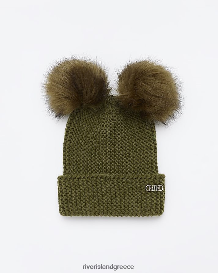 River Island αξεσουάρ χακί γυναίκες διπλό πον πομ μπανί B6N8X867