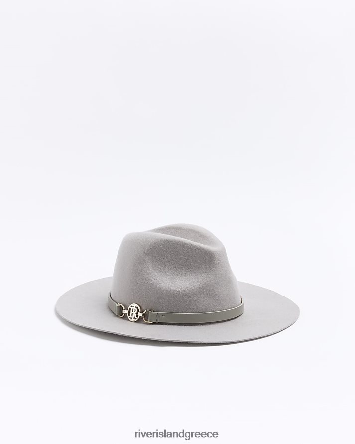 River Island αξεσουάρ γκρί γυναίκες καπέλο Fedora με μείγμα μαλλί B6N8X4227