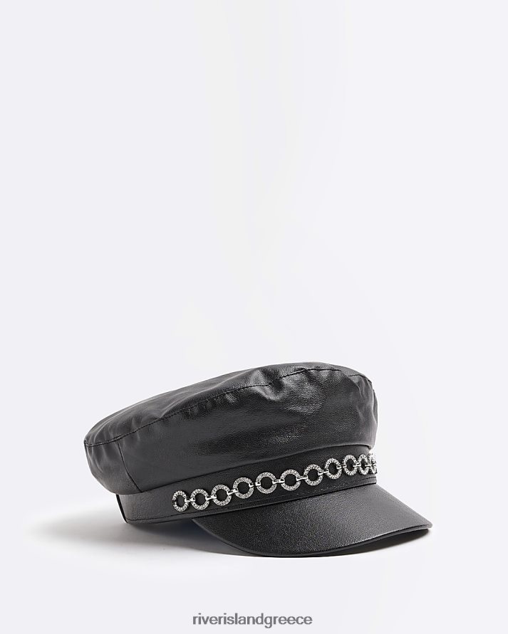 River Island αξεσουάρ μαύρος γυναίκες καπέλο αρτοποιίας diamante trim B6N8X4923