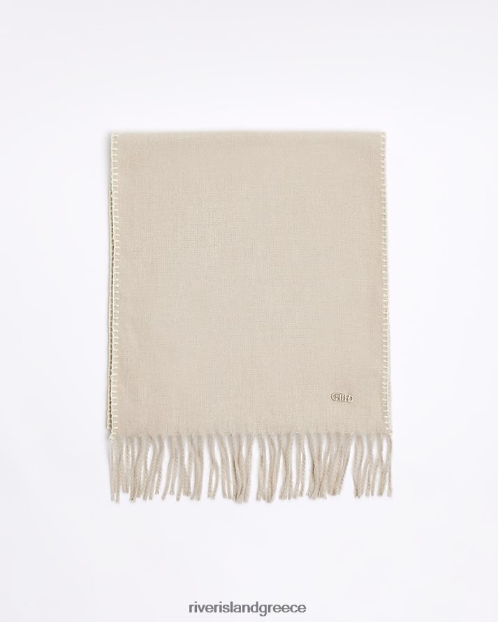 River Island αξεσουάρ κρέμα γυναίκες κασκόλ με λεπτομέρεια βελονιάς B6N8X1158