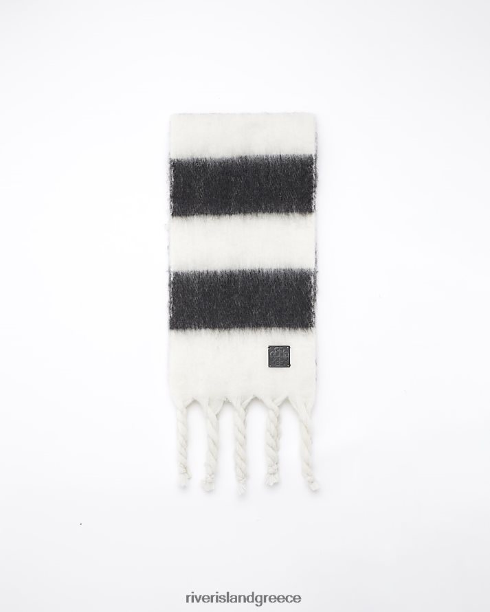 River Island αξεσουάρ άσπρο γυναίκες ριγέ βαρέων βαρών κασκόλ B6N8X4036