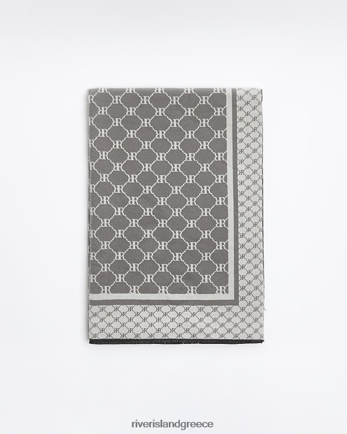 River Island αξεσουάρ γκρί γυναίκες ρι αναστρέψιμο μονόγραμμα κασκόλ B6N8X4305