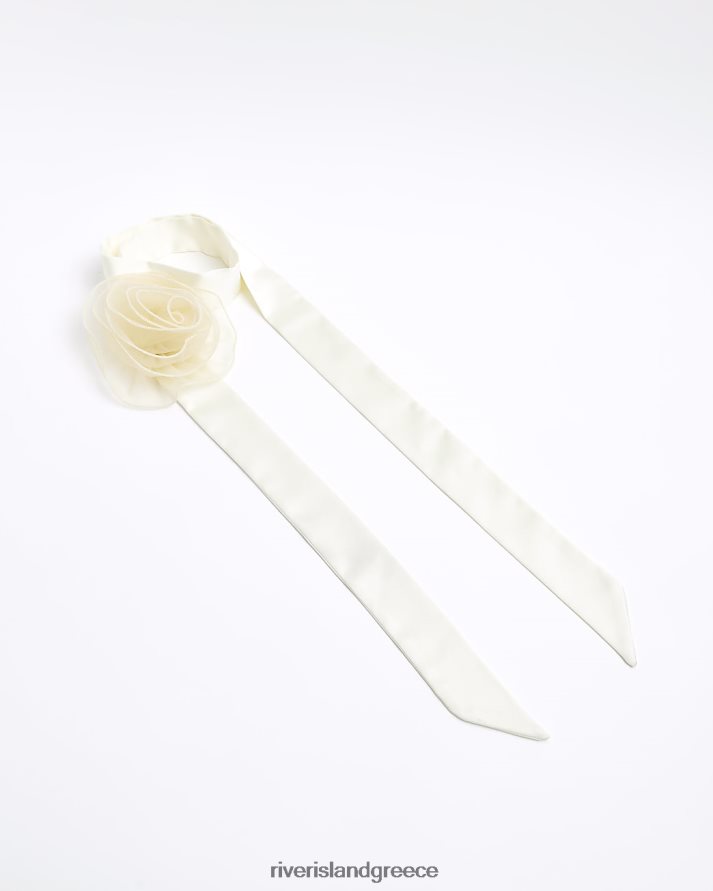 River Island αξεσουάρ κρέμα γυναίκες σατέν φουλάρι κορσάζ B6N8X4684