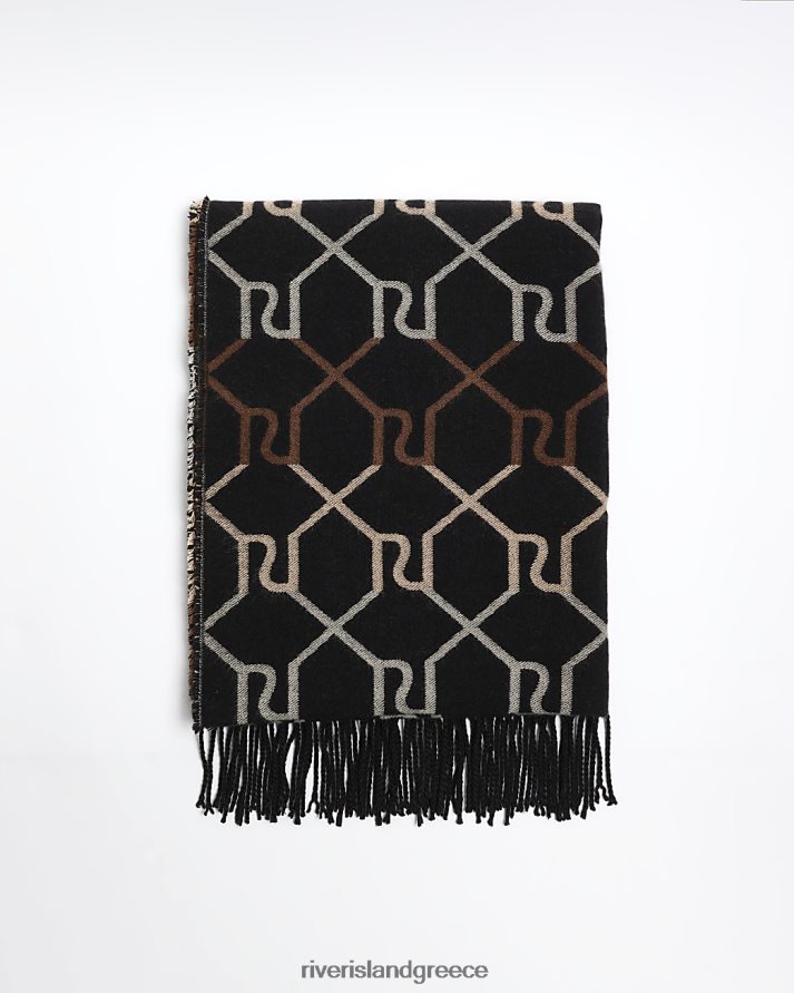 River Island αξεσουάρ μαύρος γυναίκες ri μονόγραμμα ombre κασκόλ B6N8X4368