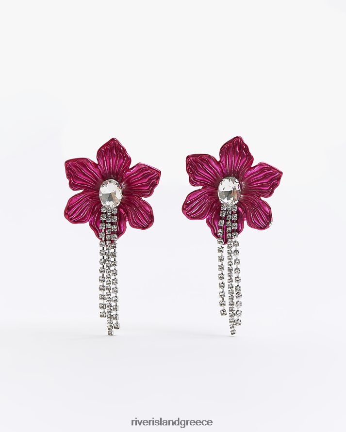 River Island αξεσουάρ ροζ γυναίκες καρφωτά σκουλαρίκια λουλούδι διαμάντη B6N8X1348