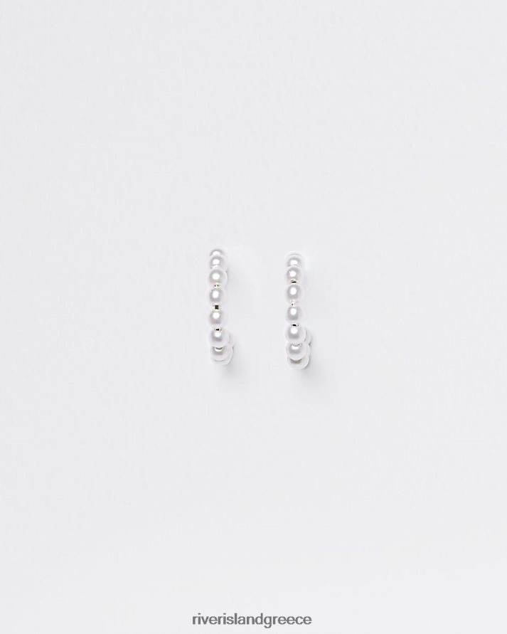 River Island αξεσουάρ άσπρο γυναίκες μαργαριταρένια κρίκοι σκουλαρίκια B6N8X3983