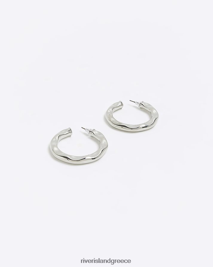 River Island αξεσουάρ ασήμι γυναίκες σκουλαρίκια κρίκοι με υφή B6N8X4098