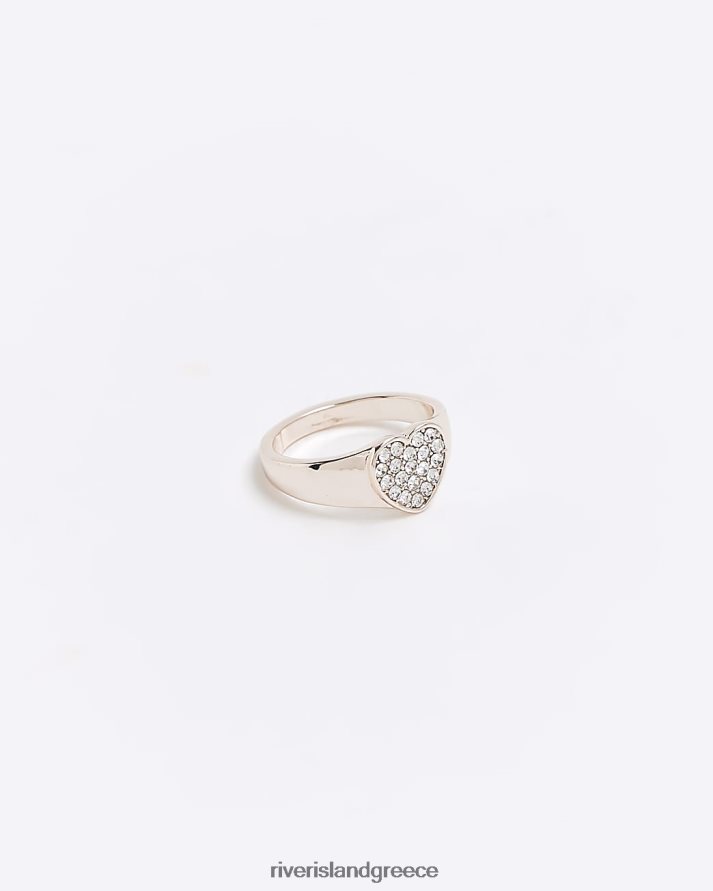 River Island αξεσουάρ ροζ χρυσός γυναίκες δαχτυλίδι διαμάντης καρδιάς B6N8X4099