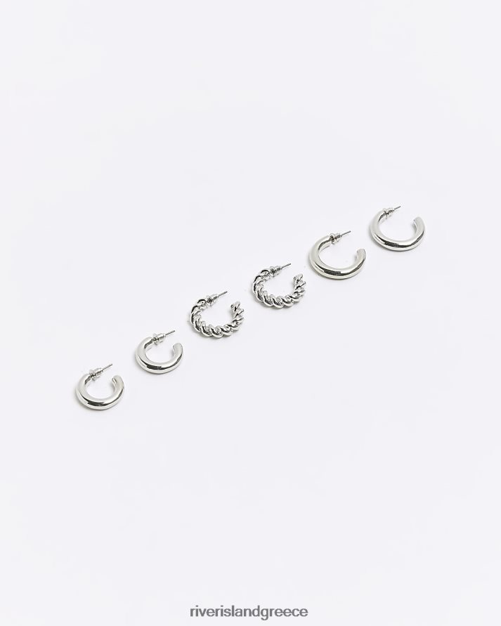 River Island αξεσουάρ ασήμι γυναίκες σκουλαρίκια κρίκοι πολλαπλής συσκευασίας B6N8X4104