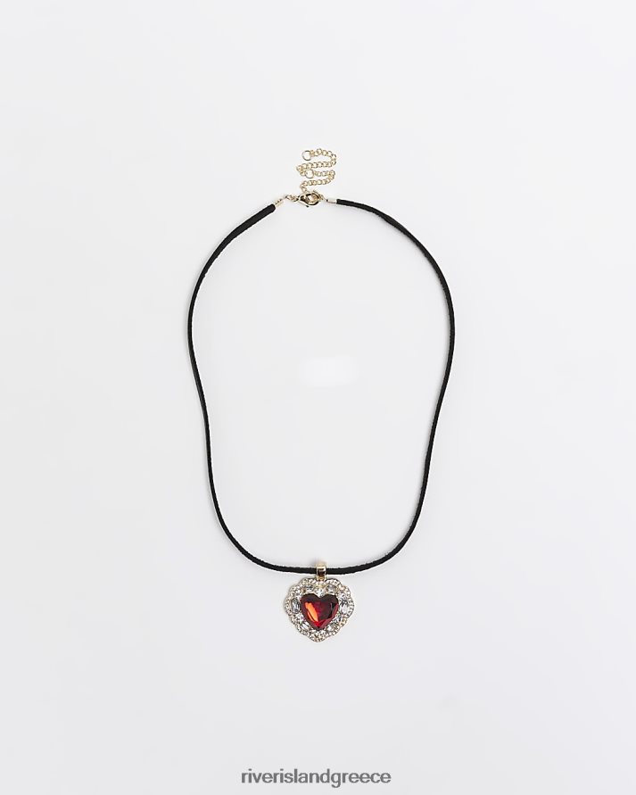 River Island αξεσουάρ το κόκκινο γυναίκες κολιέ κορδόνι καρδιάς B6N8X4105