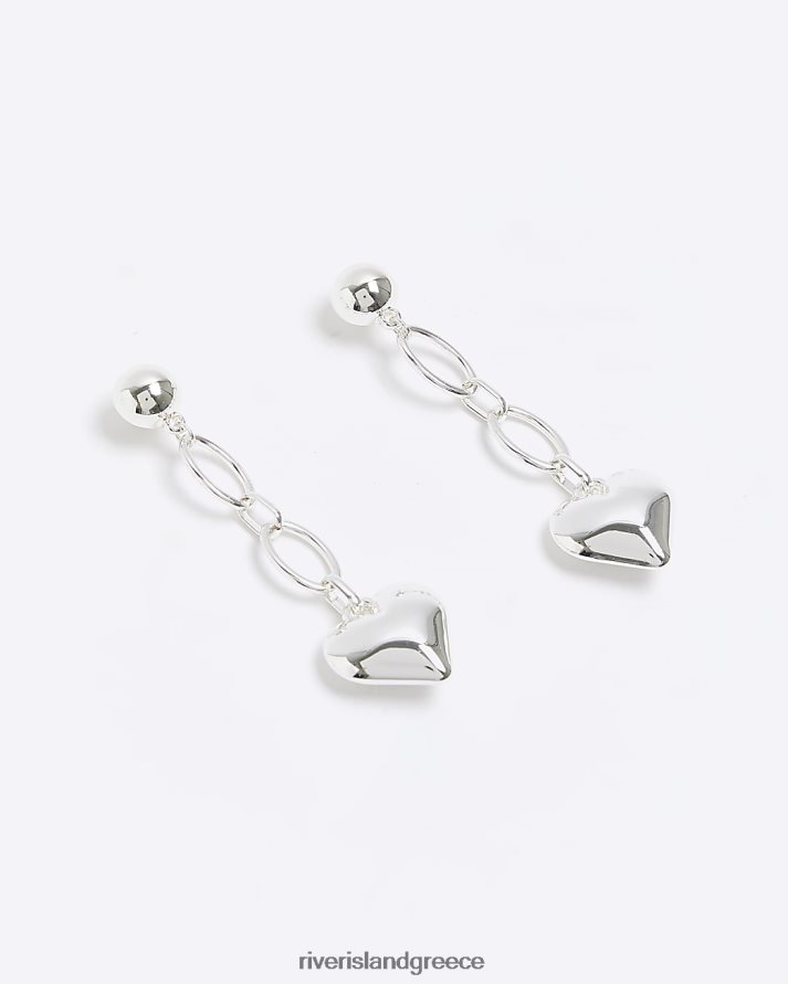 River Island αξεσουάρ ασήμι γυναίκες σκουλαρίκια καρδούλα με αλυσίδα B6N8X4106