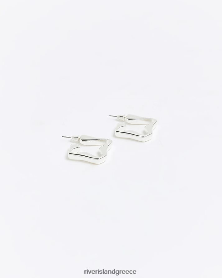 River Island αξεσουάρ ασήμι γυναίκες ακανόνιστα σκουλαρίκια κρίκοι B6N8X4107