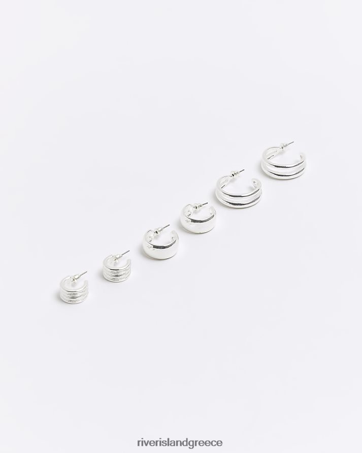River Island αξεσουάρ ασήμι γυναίκες πολυσυσκευασμένα σκουλαρίκια κρίκους B6N8X4267