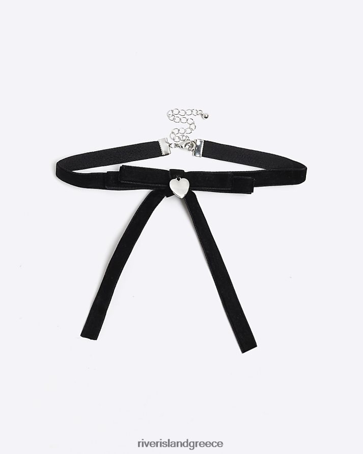 River Island αξεσουάρ μαύρος γυναίκες κολιέ τσόκερ φιόγκος βελούδο B6N8X4279