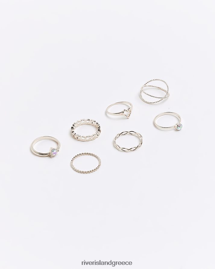 River Island αξεσουάρ ροζ χρυσός γυναίκες πέτρινο δαχτυλίδι με λεπτομέρεια πολυσυσκευασία B6N8X4280