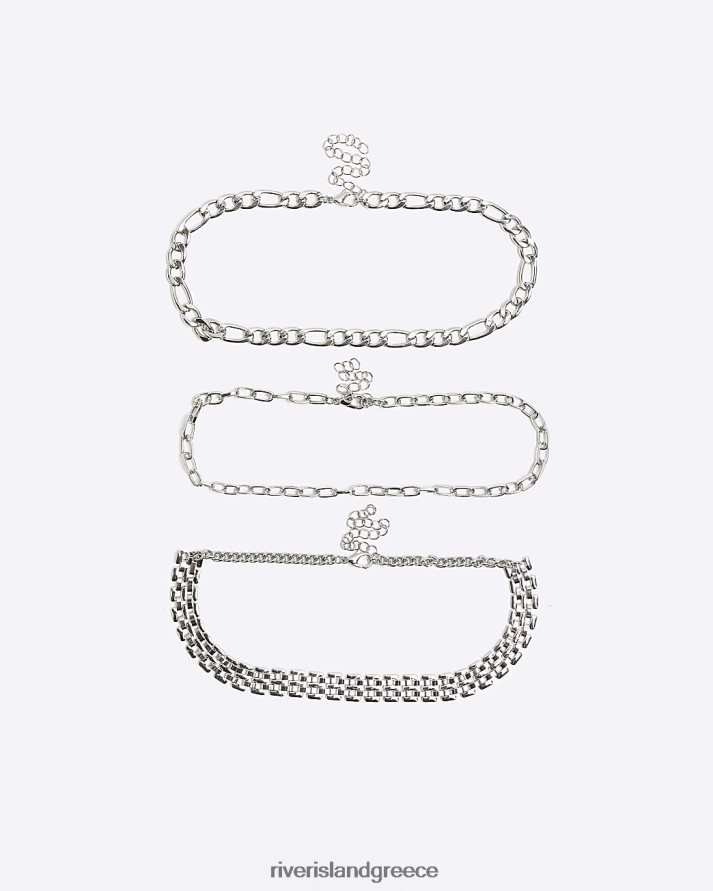 River Island αξεσουάρ ασήμι γυναίκες κολιέ τσόκερ με κρίκο αλυσίδας πολλαπλής συσκευασίας B6N8X4282