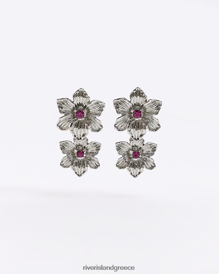 River Island αξεσουάρ ασήμι γυναίκες σκουλαρίκια σταγόνας λουλουδιών B6N8X4485