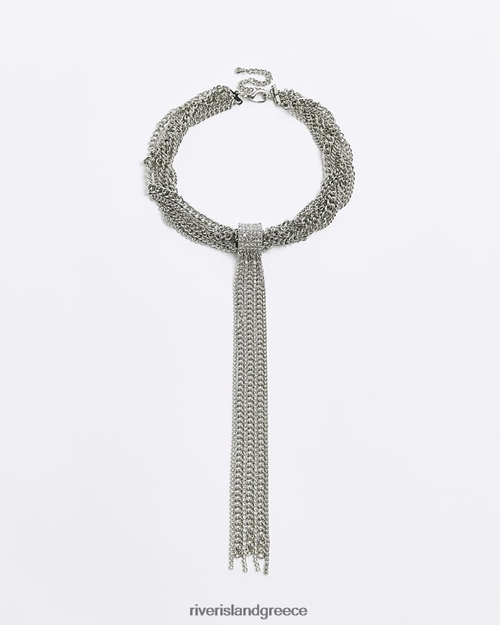 River Island αξεσουάρ ασήμι γυναίκες κολιέ διαμάντι ντραπέ B6N8X4533