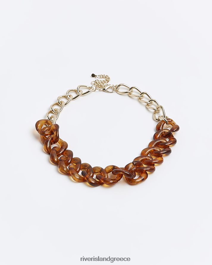 River Island αξεσουάρ χρυσός γυναίκες Κολιέ με κρίκο με αλυσίδα από ρητίνη B6N8X4537