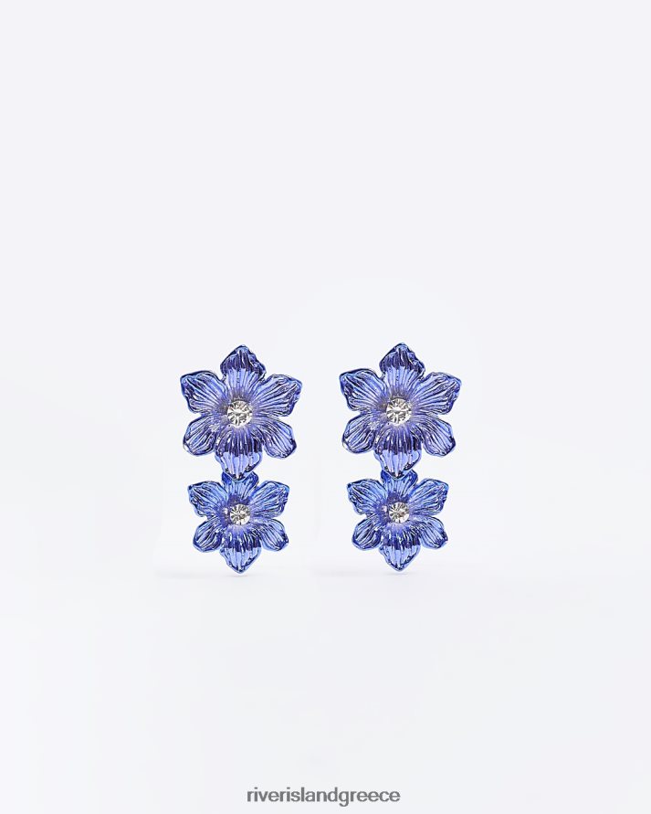 River Island αξεσουάρ μπλε γυναίκες σκουλαρίκια σταγόνας λουλουδιών B6N8X4543