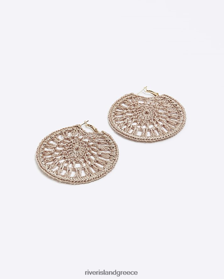 River Island αξεσουάρ καφέ γυναίκες υφασμάτινα κρίκοι σκουλαρίκια B6N8X4649