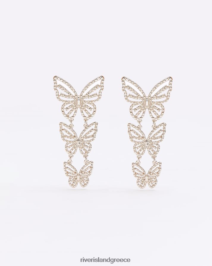 River Island αξεσουάρ χρυσός γυναίκες σκουλαρίκια σταγόνα πεταλούδας B6N8X4657