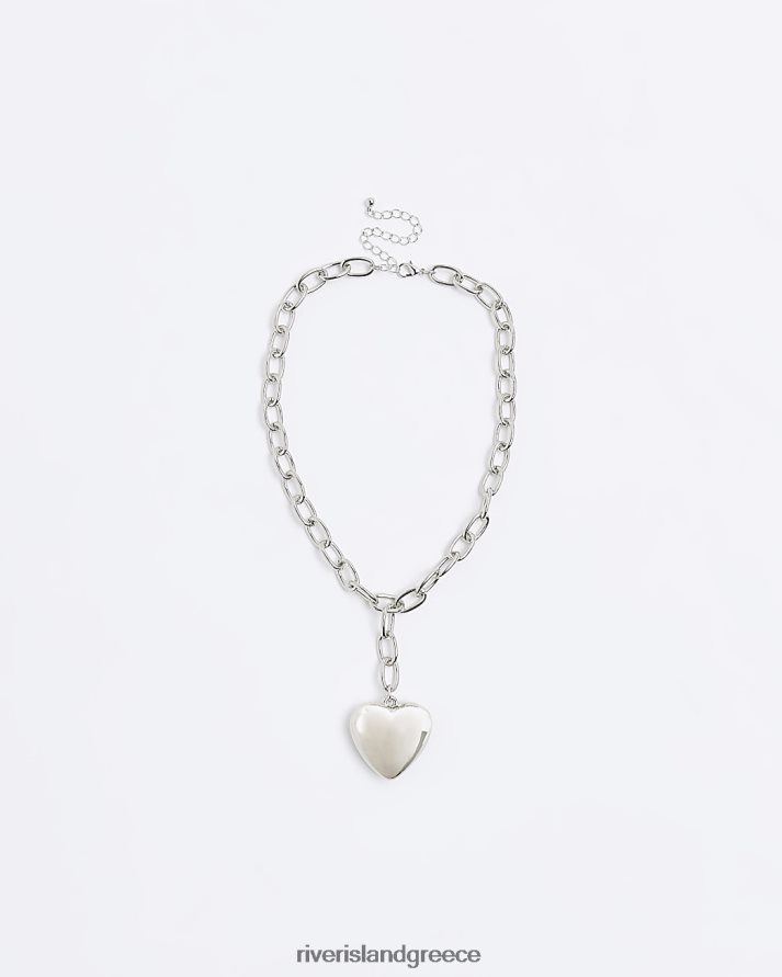 River Island αξεσουάρ ασήμι γυναίκες κολιέ καρδιά B6N8X4827