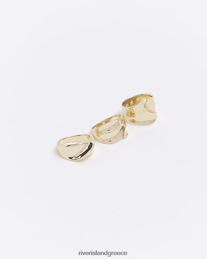 River Island αξεσουάρ χρυσός γυναίκες πολυσυσκευασία δαχτυλιδιών με υφή χρώματος B6N8X4845