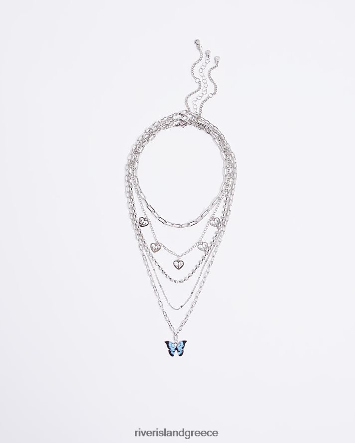 River Island αξεσουάρ ασήμι γυναίκες κολιέ γούρι πολλαπλών σειρών B6N8X4892