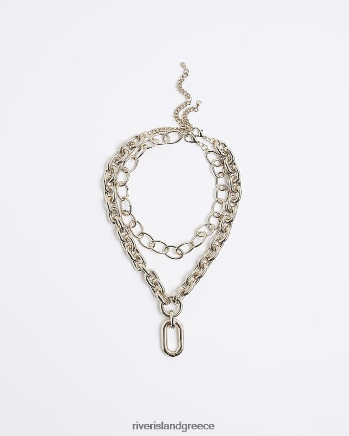 River Island αξεσουάρ χρυσός γυναίκες κολιέ πολλαπλών σειρών αλυσίδας B6N8X4905