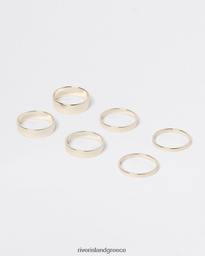 River Island αξεσουάρ χρυσός γυναίκες πολυσυσκευασία δαχτυλιδιών στοίβαξης B6N8X5025