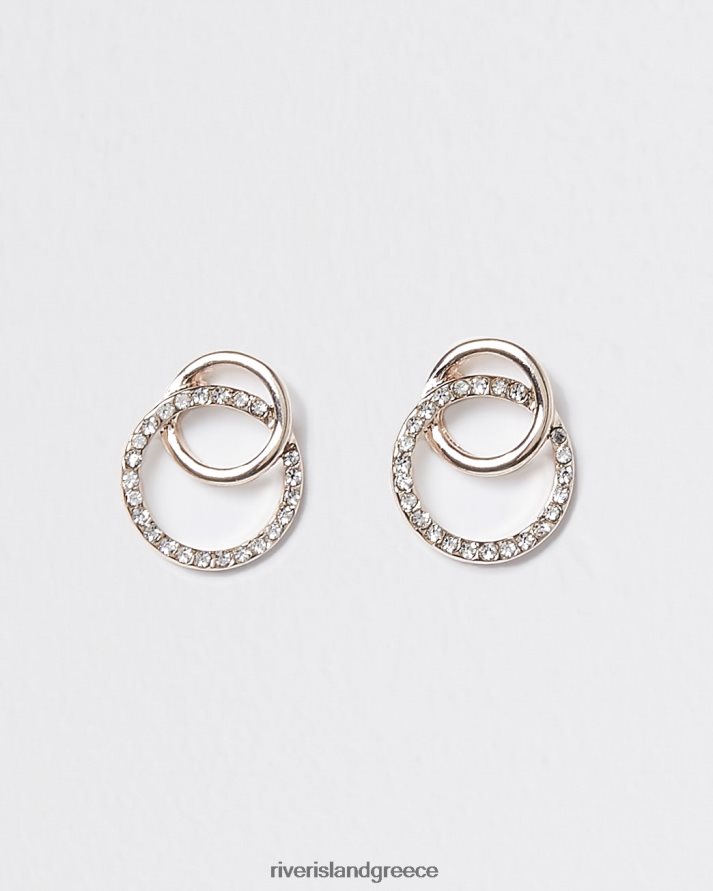 River Island αξεσουάρ ασήμι γυναίκες καρφωτά σκουλαρίκια με κρίκο αλυσίδας diamante B6N8X3987