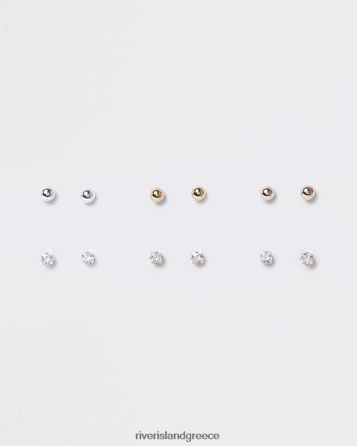 River Island αξεσουάρ ασήμι γυναίκες πολυσυσκευασία καρφωτά σκουλαρίκια diamante B6N8X3989