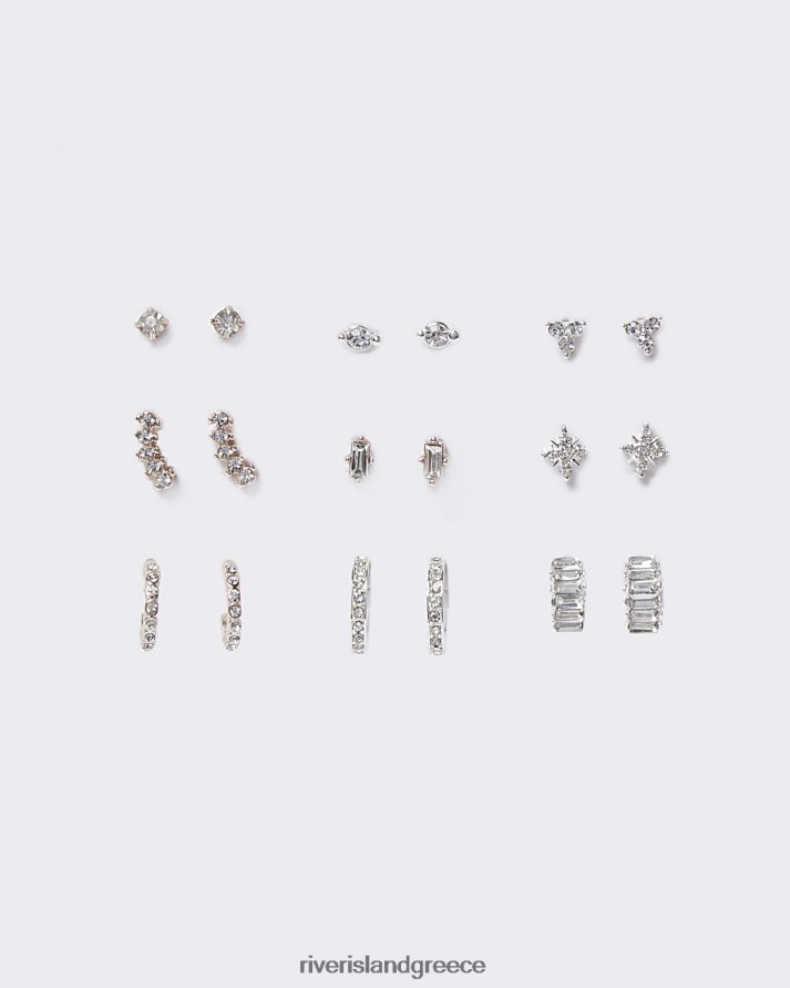 River Island αξεσουάρ ασήμι γυναίκες Σκουλαρίκια με καρφιά και κρίκους diamante B6N8X3993
