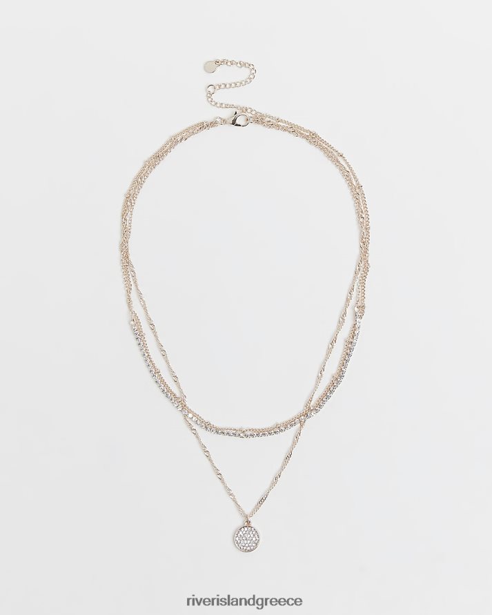 River Island αξεσουάρ χρυσός γυναίκες κολιέ πολλαπλών σειρών diamante B6N8X5056
