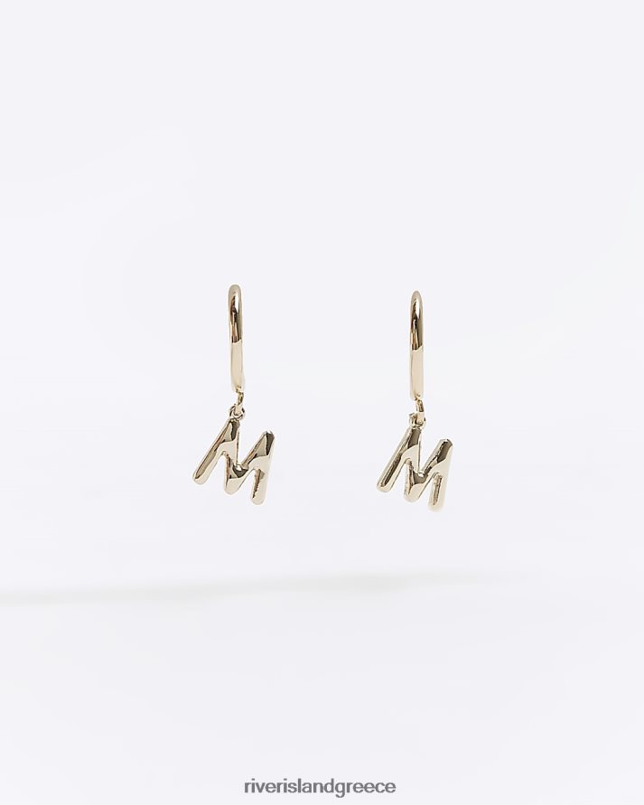River Island αξεσουάρ χρυσός γυναίκες m αρχικά σκουλαρίκια κρίκοι B6N8X1419