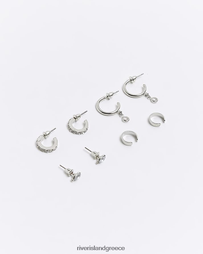 River Island αξεσουάρ ασήμι γυναίκες σκουλαρίκια με κρίκο και καρφιά multipack B6N8X1043