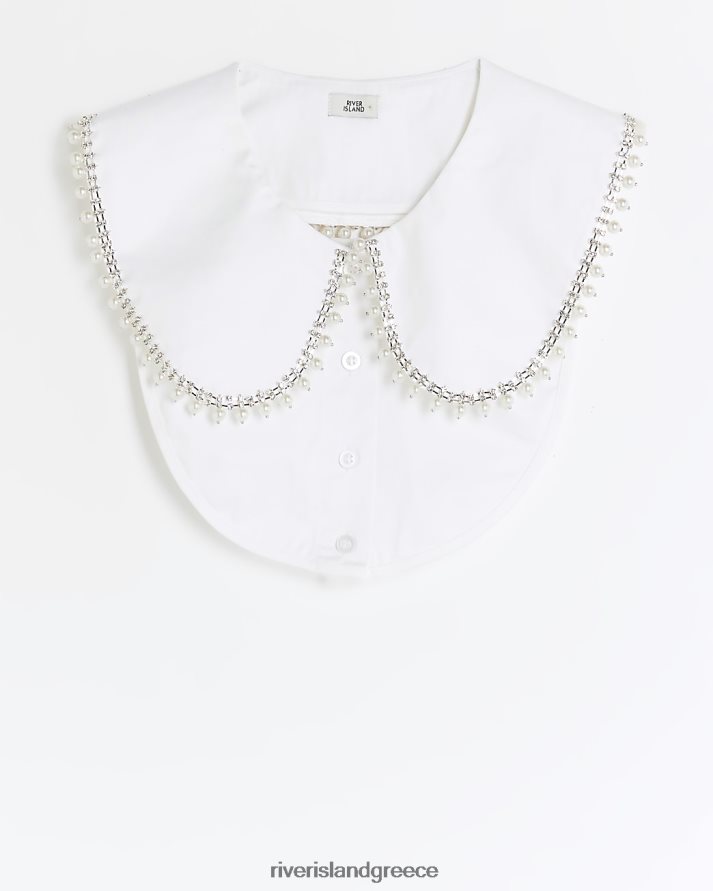 River Island αξεσουάρ άσπρο γυναίκες μαργαριταρένιο γιακά με σαλιάρα B6N8X4055