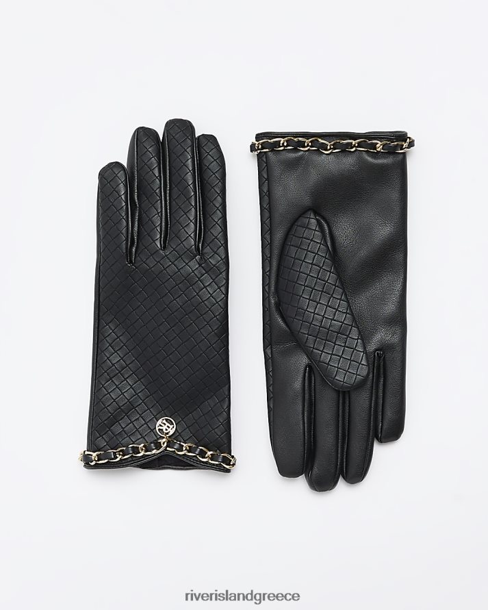River Island αξεσουάρ μαύρος γυναίκες λεπτομέρεια αλυσίδας γάντια από ψεύτικο δέρμα B6N8X4057