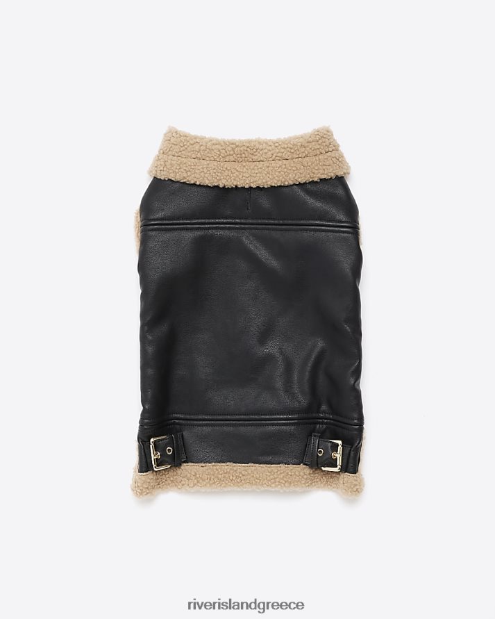 River Island αξεσουάρ καφέ γυναίκες ψεύτικο δέρμα borg gilet σκύλου B6N8X4068