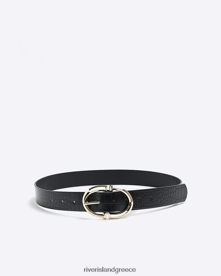 River Island αξεσουάρ μαύρος γυναίκες κροκ ανάγλυφη ζώνη B6N8X3861
