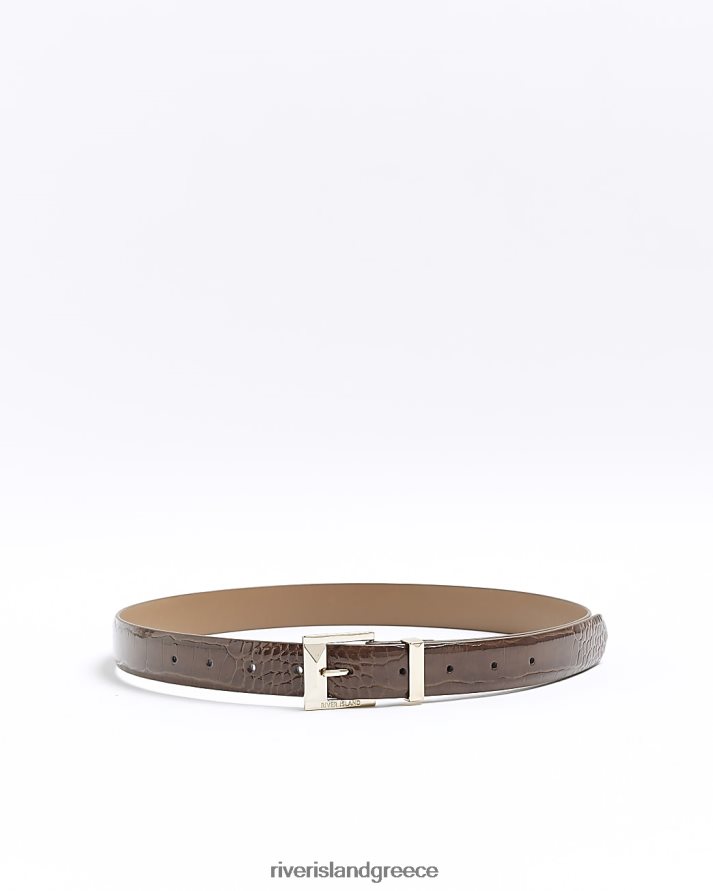 River Island αξεσουάρ καφέ γυναίκες κροκ ανάγλυφη ζώνη B6N8X3890