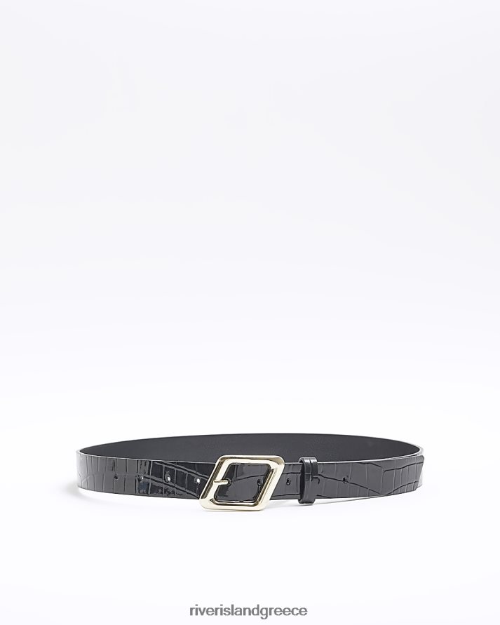 River Island αξεσουάρ μαύρος γυναίκες κροκ ανάγλυφη ζώνη B6N8X4117