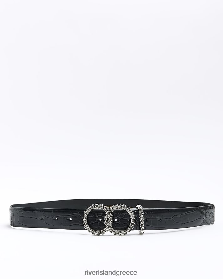 River Island αξεσουάρ μαύρος γυναίκες ζώνη διπλής πόρπης B6N8X4754